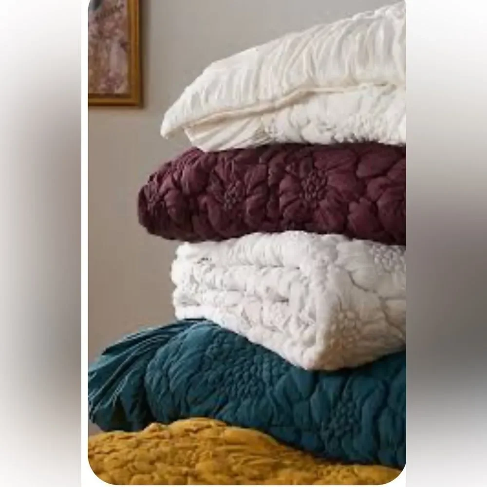 Anthropologie Dahlia Cotton Jersey Floral Quilt